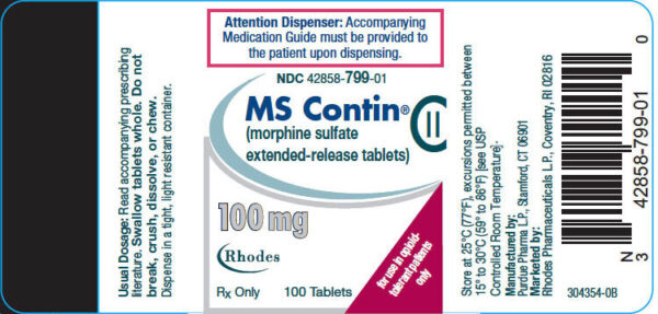Ms Contin morphine Sulfate 100 mg